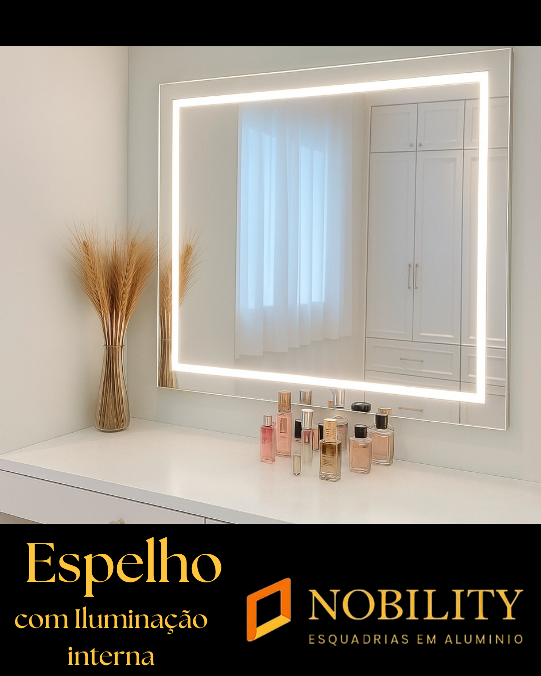 Espelho com iluminação interna (branca)